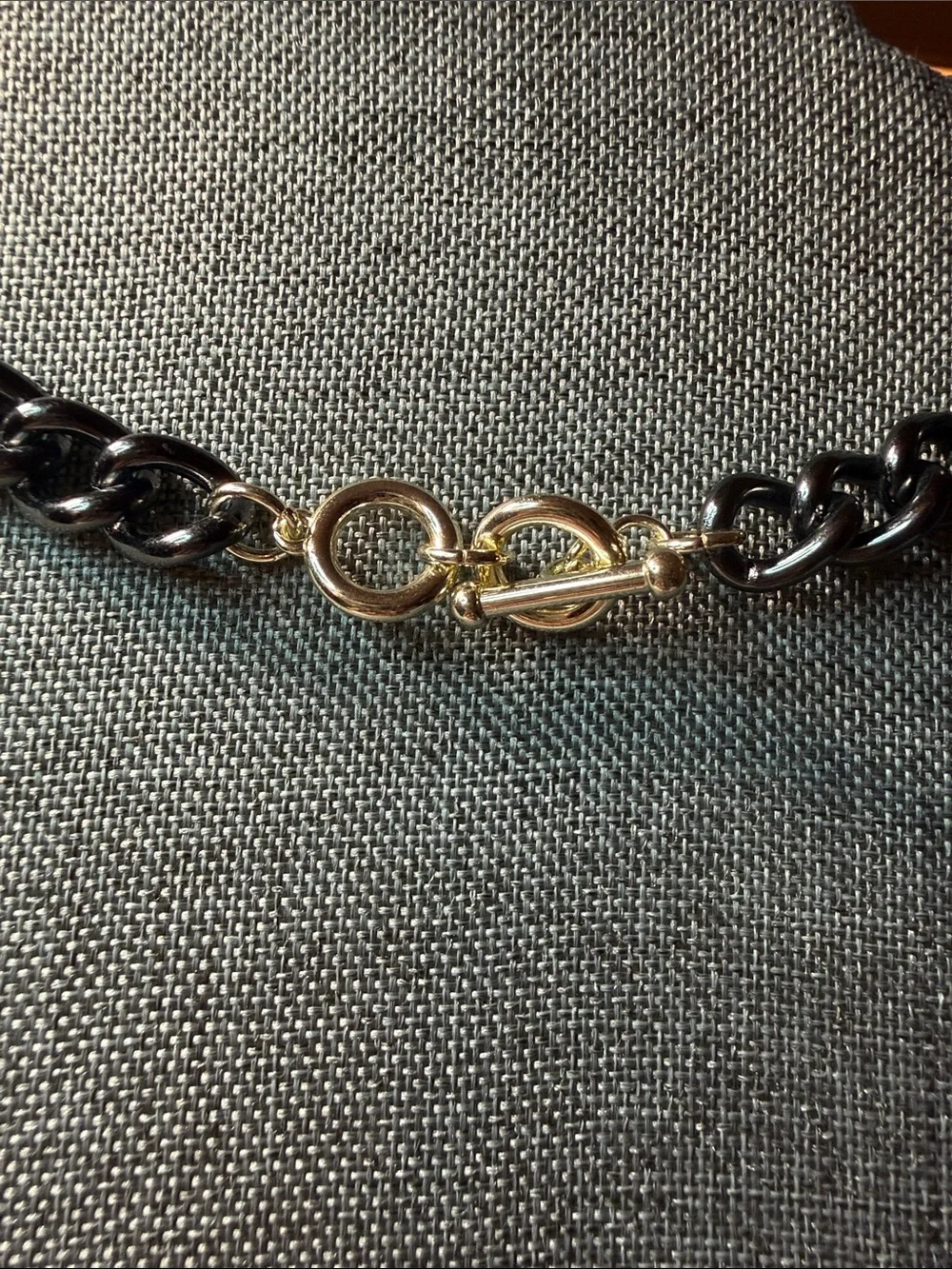Black Chain Necklace with Mother-of-Pearl Pendant